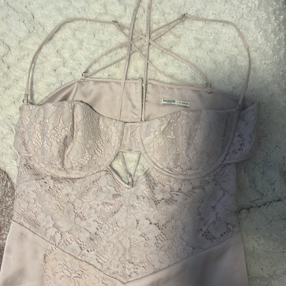 HOUSE OF CB 'Georgia' Crystal Satin and Lace Midi Dress cutout Size M - Picture 3 of 10